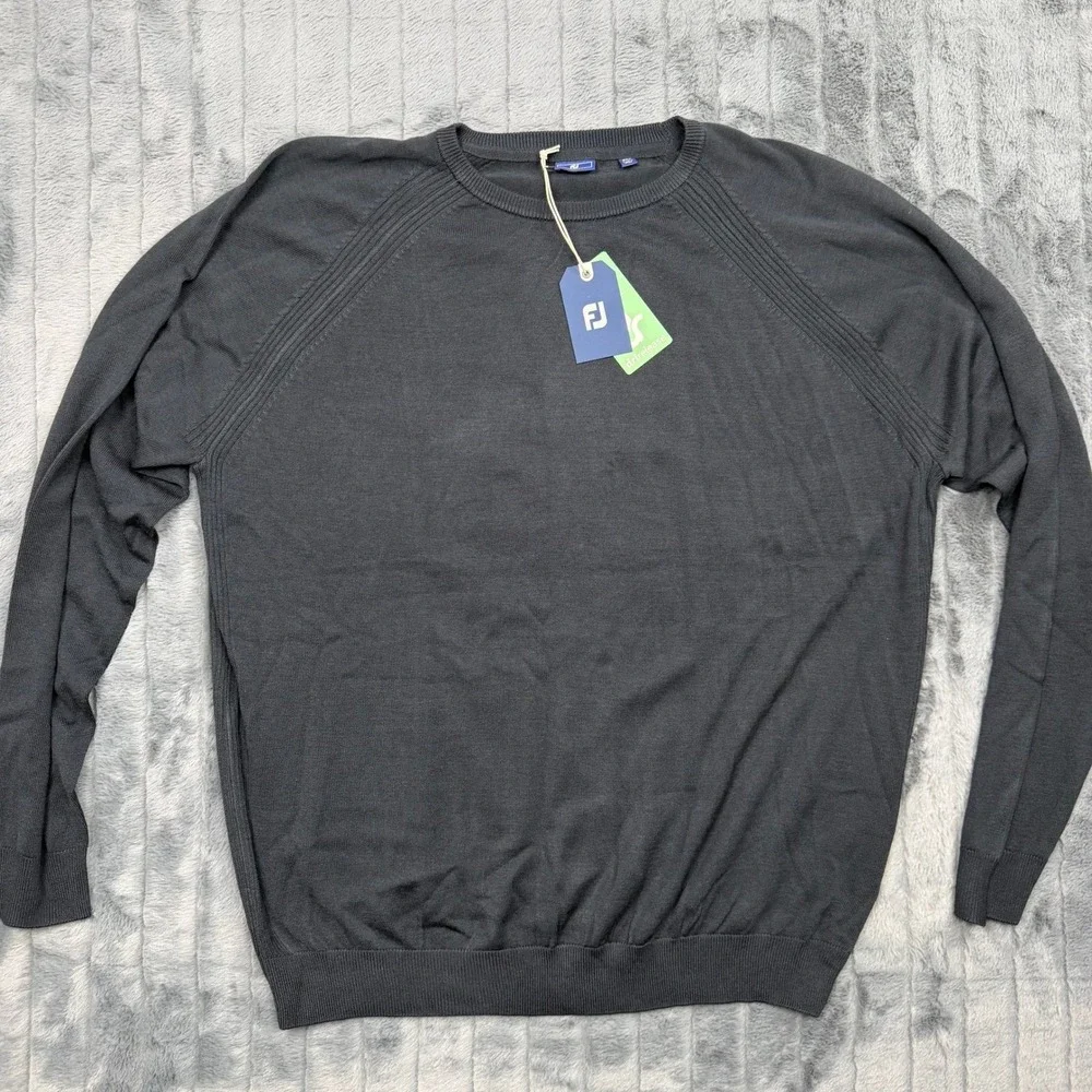 FootJoy Mens Drirelease Wool Blend Crewneck Golf Sweater Navy Blue XXL 29077